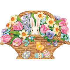 Biglietto Auguri Pasqua Bunny In Easter Basket | Caspari