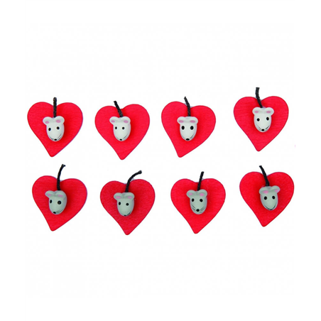 Stickers Cuore Rosso Con Topolini 3cm 9pz