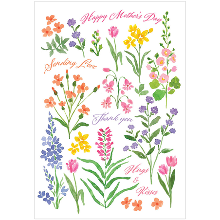 Biglietto Auguri  Mother Day Fiori Di Campo Dipinti
