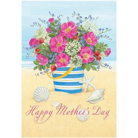 Biglietto Auguri  Mother Day Vaso Pieno Di Fiori