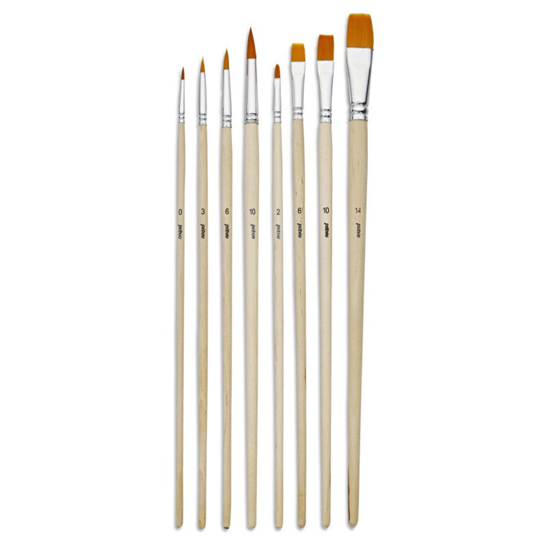 Astuccio 8 Pennelli Poliammide Manico Lungo Tondo N: 0, 3, 6, 10 + Piatto N. 2, 6, 10, 14 — immagine 2