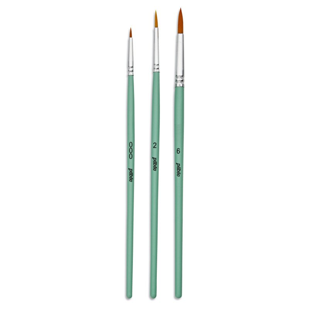 Astuccio 3 Pennelli Poliammide Dorato Tondo N° 000, 2, 6 — immagine 2