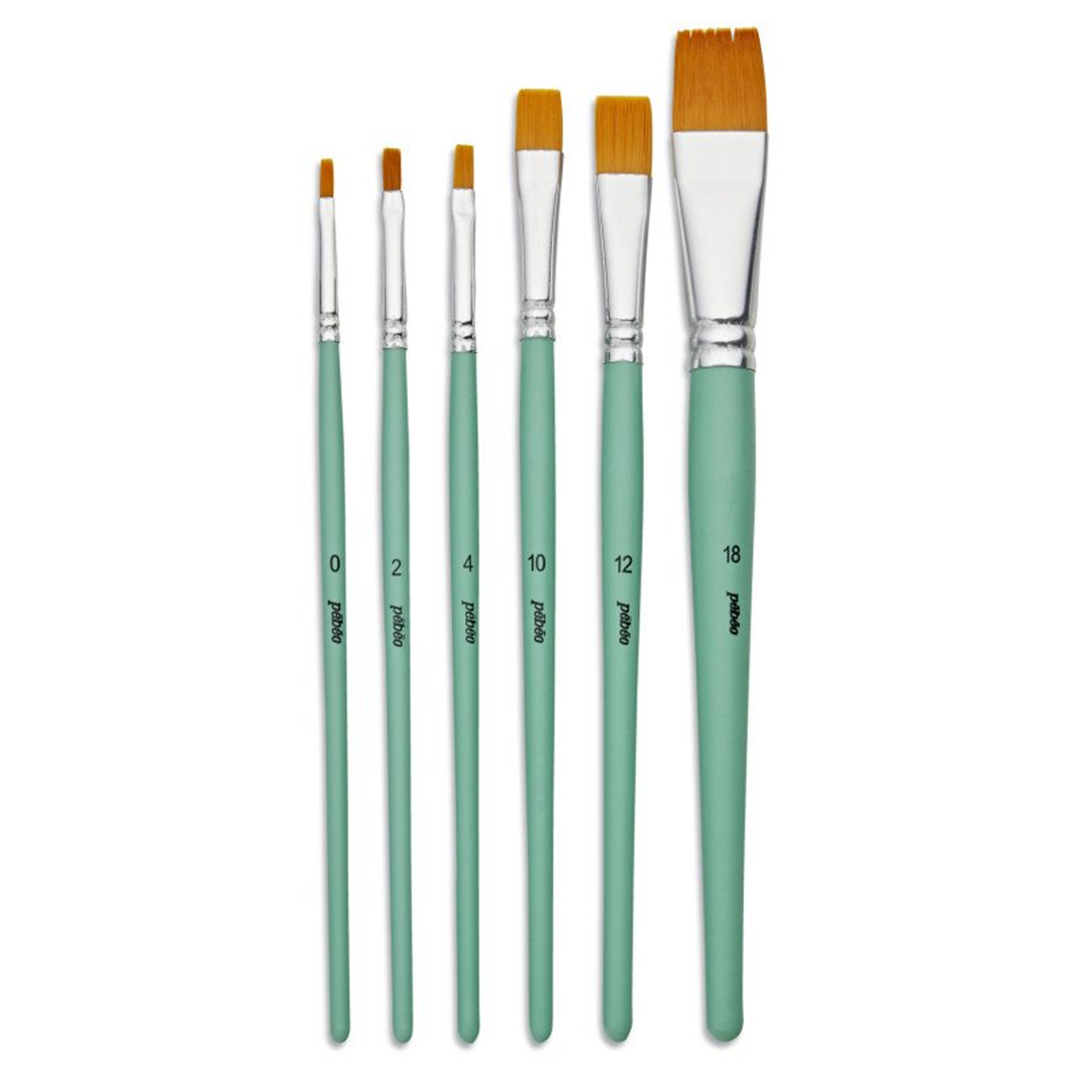 Astuccio 6 Pennelli Poliammide Dorato Piatto  N° 0, 2, 4, 10, 12, 18 — immagine 2