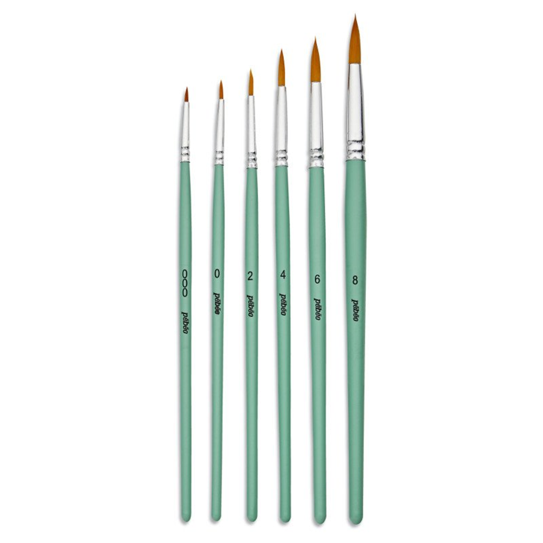 Astuccio 6 Pennelli Poliammide Dorato Tondo N° 000, 0, 2, 4, 6, 8 — immagine 2