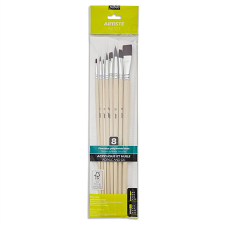 Astuccio 8 Pennelli Poliammide Bruno Tondo N. 0, 3, 6, 10 + Piatto N. 2, 6, 10, 14