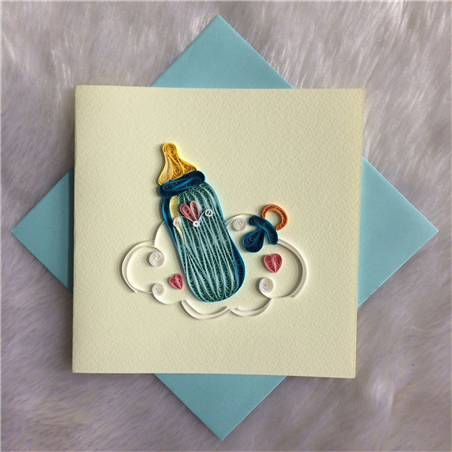 Biglietto Auguri Quilling  Fatto A Mano Biberon - Bimbo