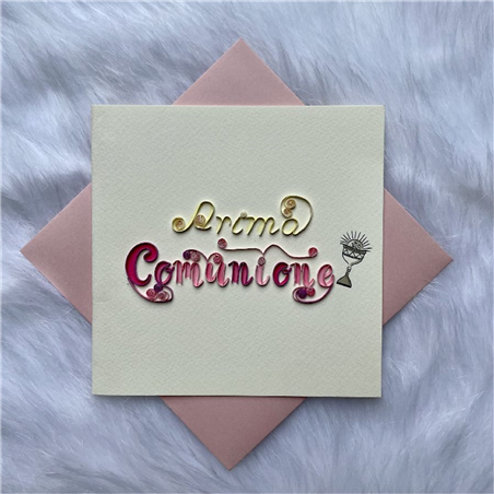 Biglietto Auguri Quilling  Fatto A Mano Prima Comunione-Lei