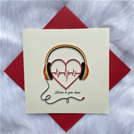 Biglietto Auguri Quilling  Fatto A Mano Listen To You Heart