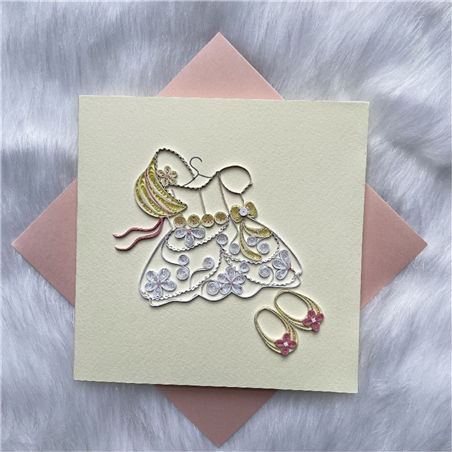 Biglietto Auguri Quilling  Fatto A Mano Little Girl
