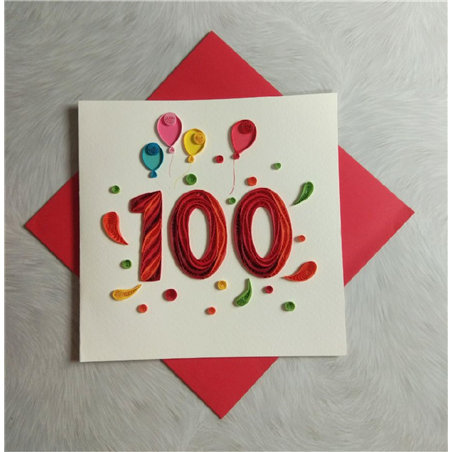 Biglietto Auguri Quilling  Fatto A Mano 100 Anni