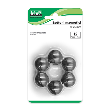 Bottoni Magnetici 20mm 12pz X Lavagna Nero