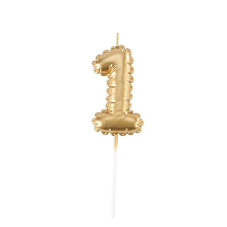 Candela Numero Effetto Palloncino Oro 1