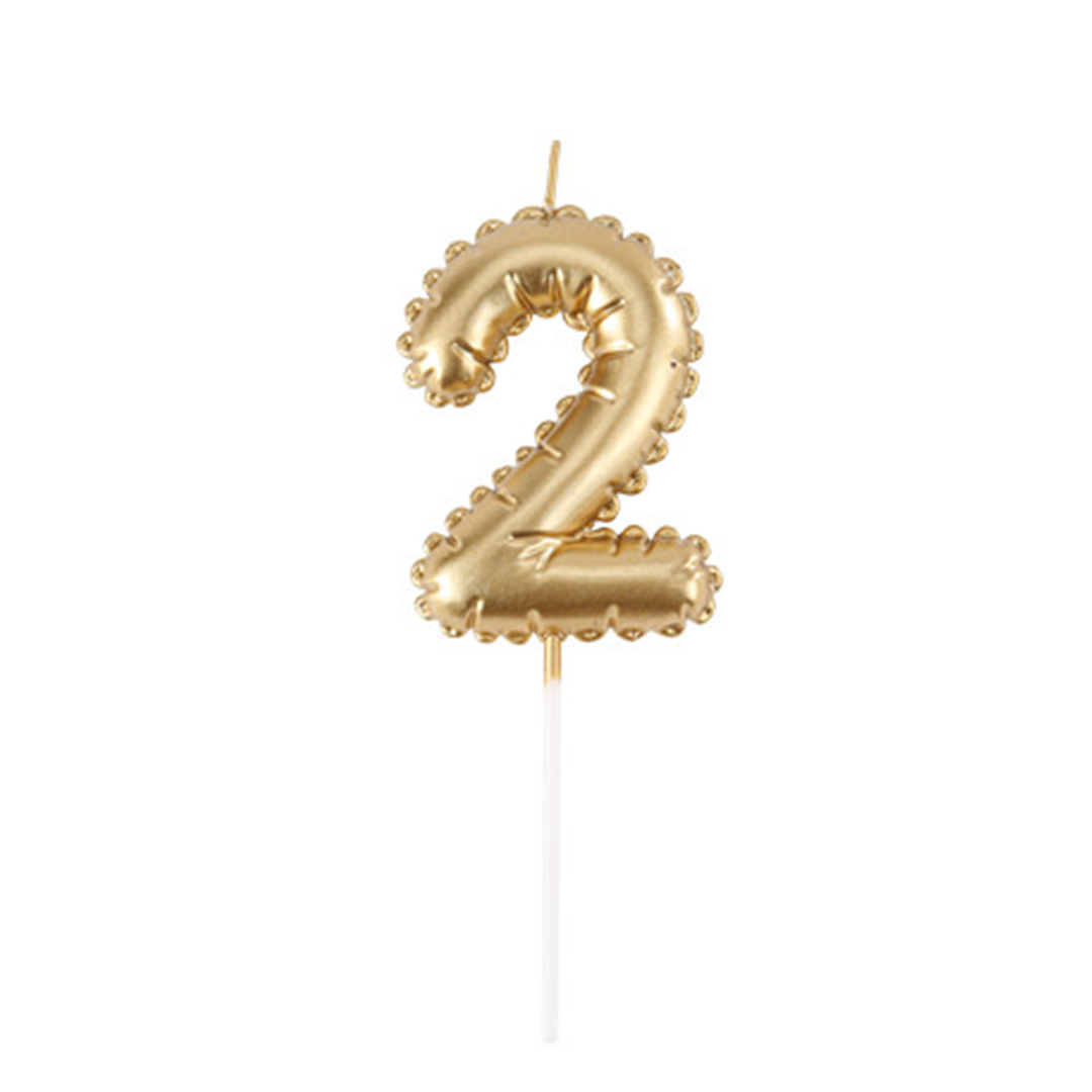 Candela Numero Effetto Palloncino Oro 2
