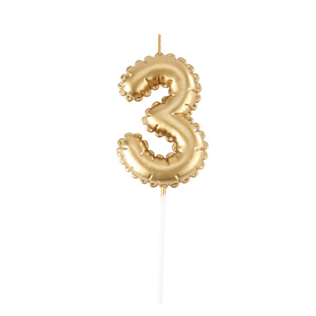 Candela Numero Effetto Palloncino Oro 3