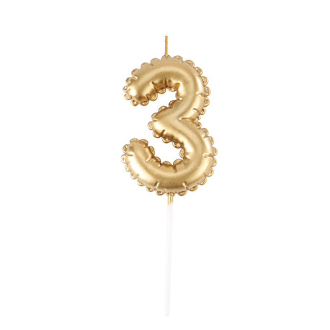 Candela Numero Effetto Palloncino Oro 3