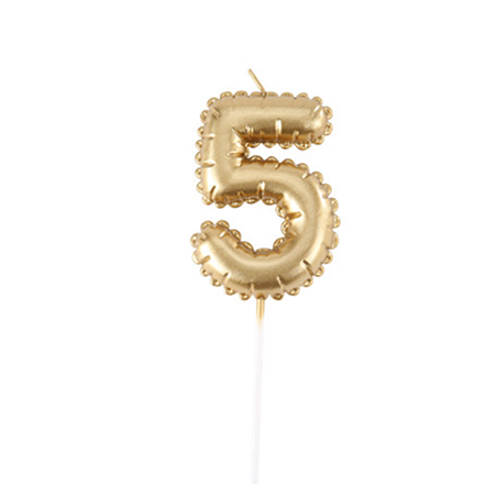 Candela Numero Effetto Palloncino Oro 5