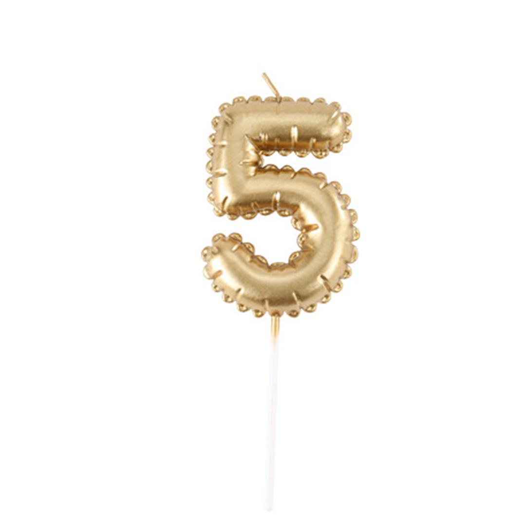 Candela Numero Effetto Palloncino Oro 5