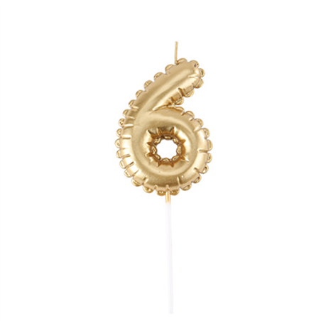 Candela Numero Effetto Palloncino Oro 6