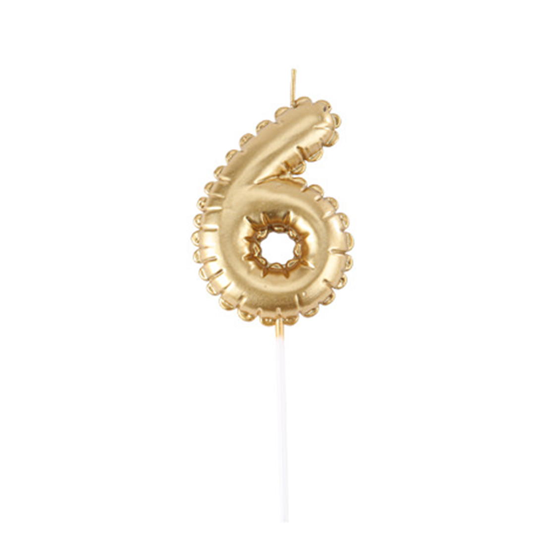 Candela Numero Effetto Palloncino Oro 6