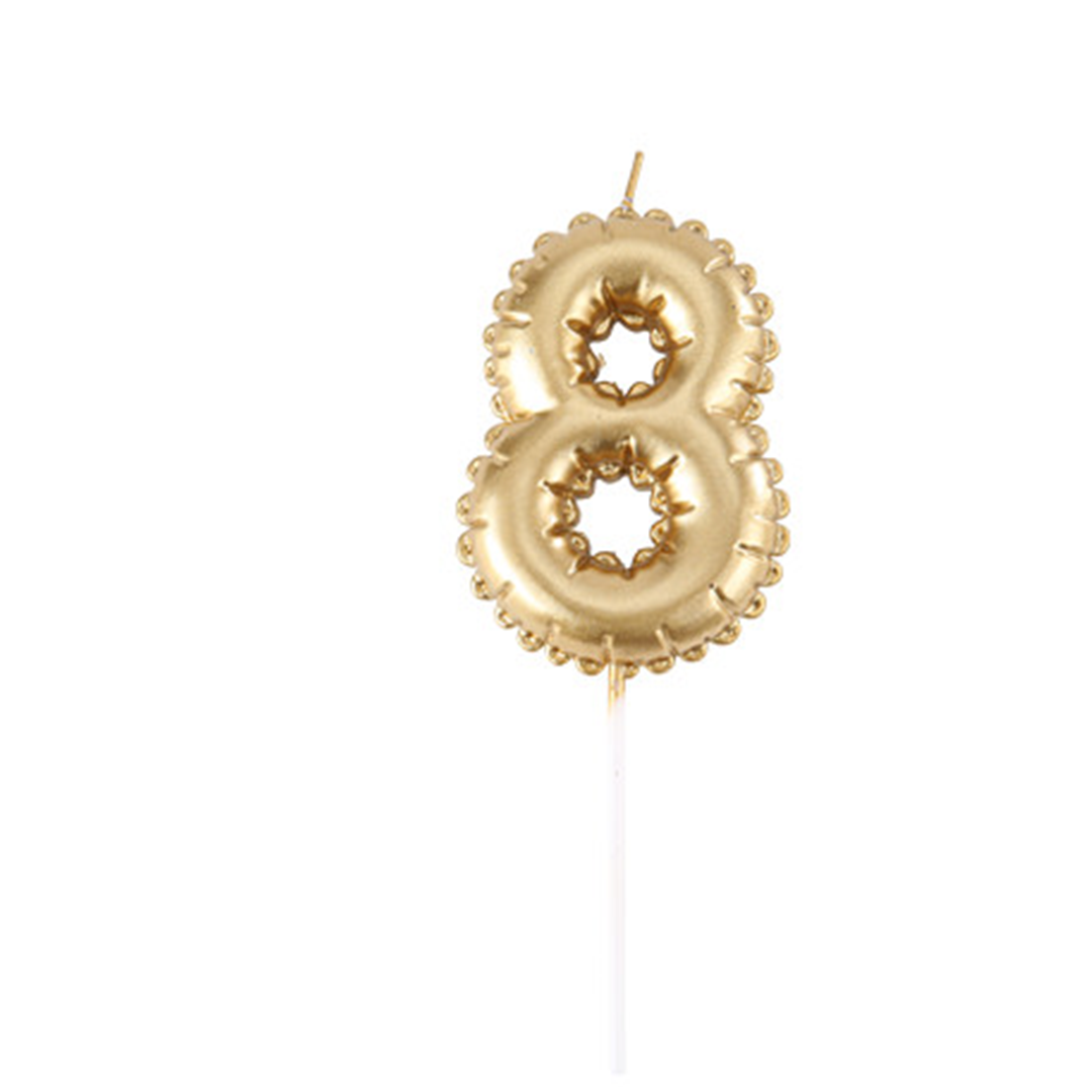 Candela Numero Effetto Palloncino Oro 8
