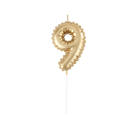 Candela Numero Effetto Palloncino Oro 9