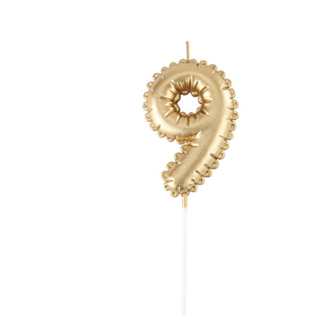 Candela Numero Effetto Palloncino Oro 9