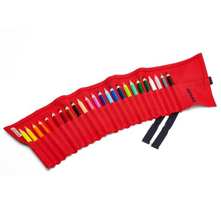 Cartucciera 24 Colori Astuccio Stoffa Rosso