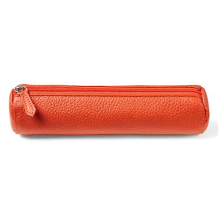 Tubo Portapenne In Pelle Cm. 20x5 Arancio