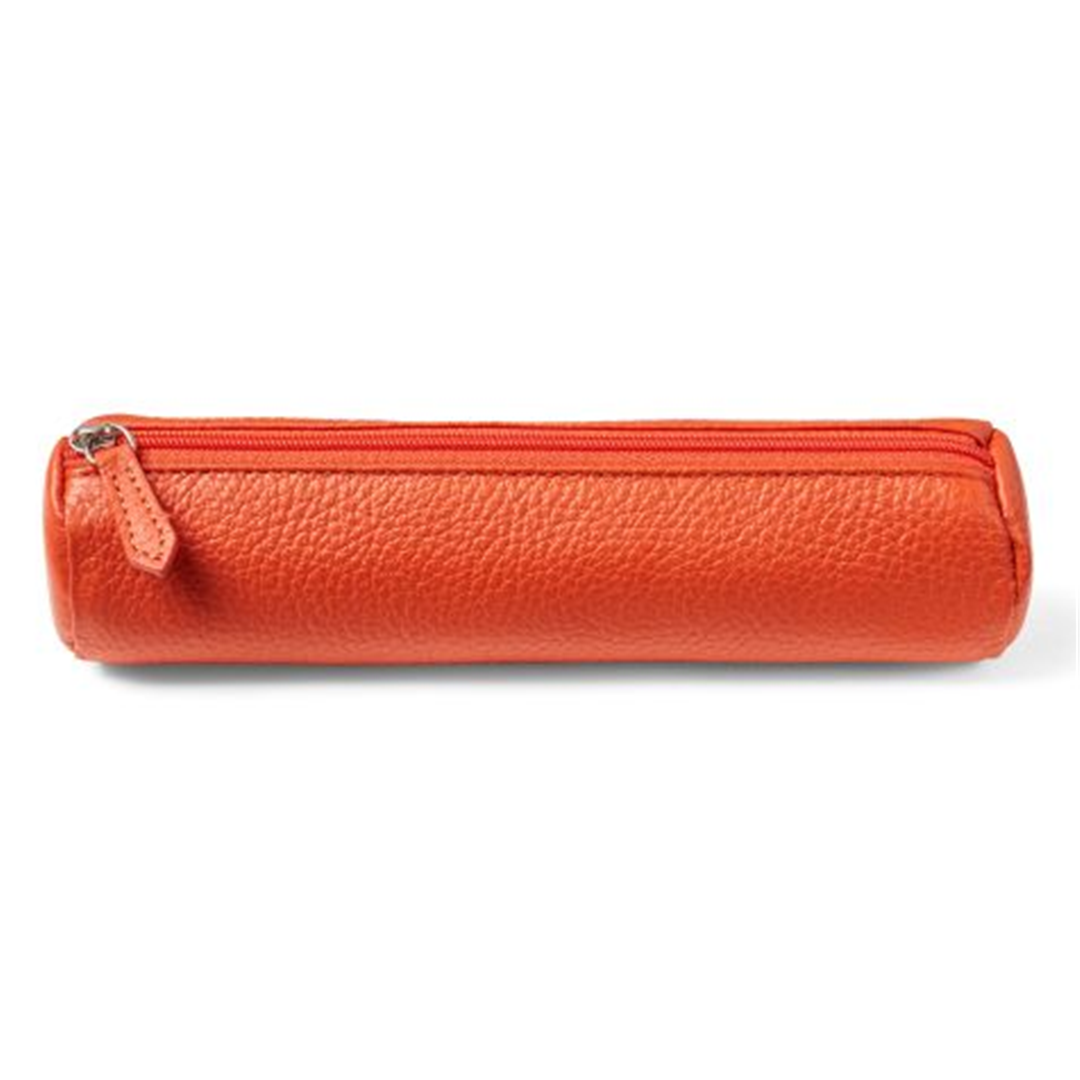 Tubo Portapenne In Pelle Cm. 20x5 Arancio