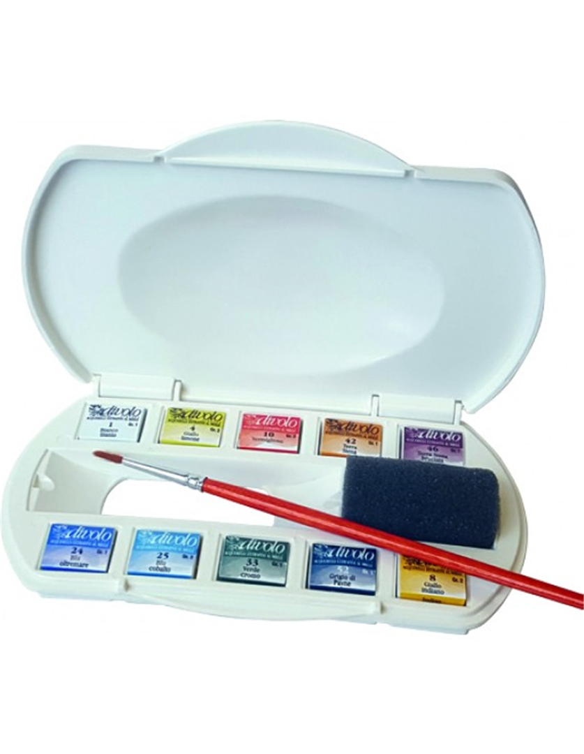 Cofanetto 10 Acquerelli 1/2 Godets+accessori In Plastica — immagine 2