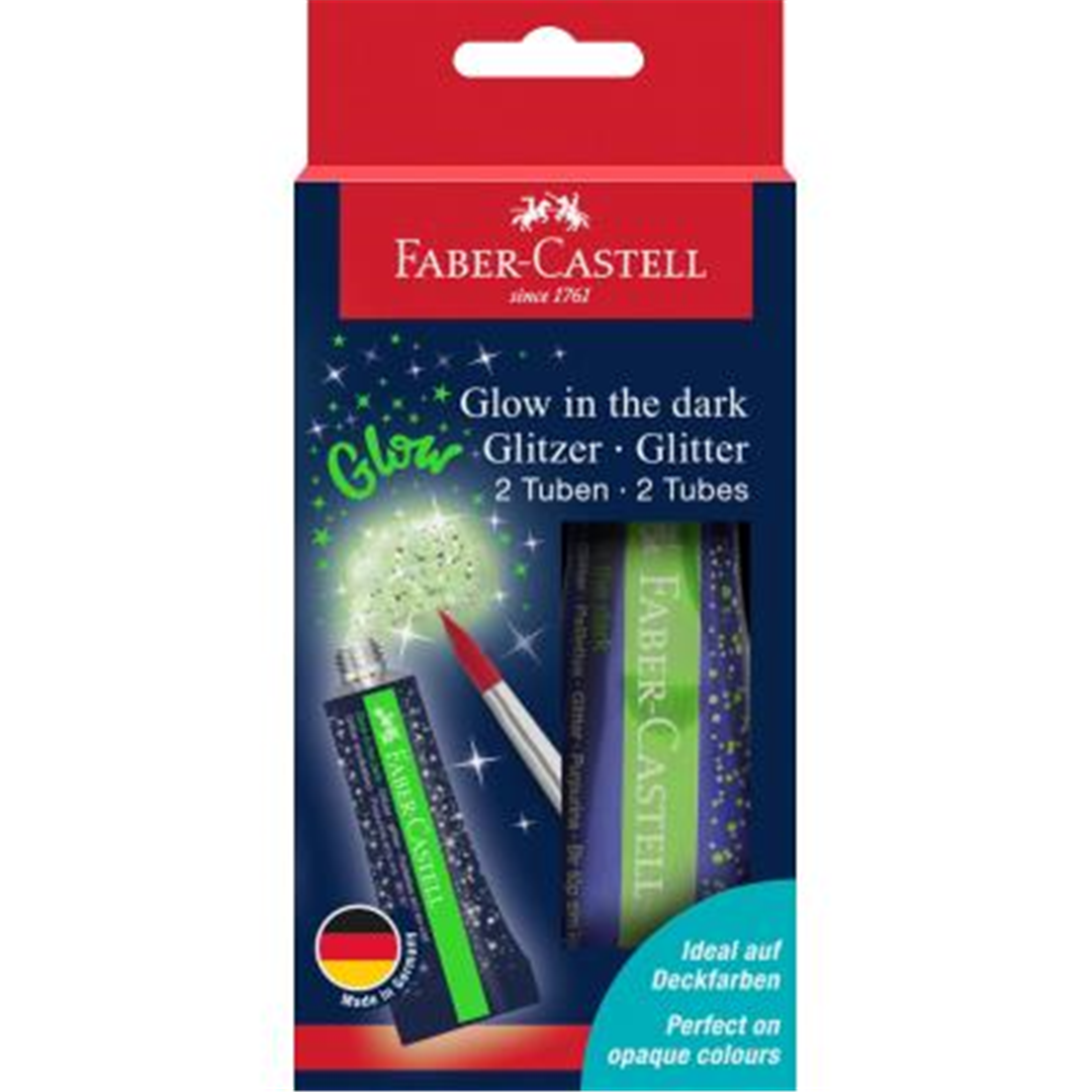 Set 2 Tubi 12ml Glitter Glow In The Dark  | Faber-Castell