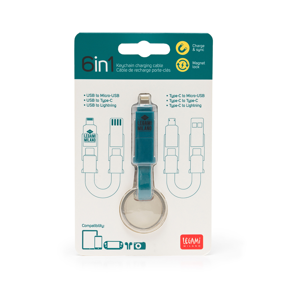 6 In 1 Keychain Charging Cable - Petrol Blue — immagine 3