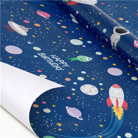 Set 3 Rotoli Carta Regalo Marmo Arcobaleno Happy Birthday Premium