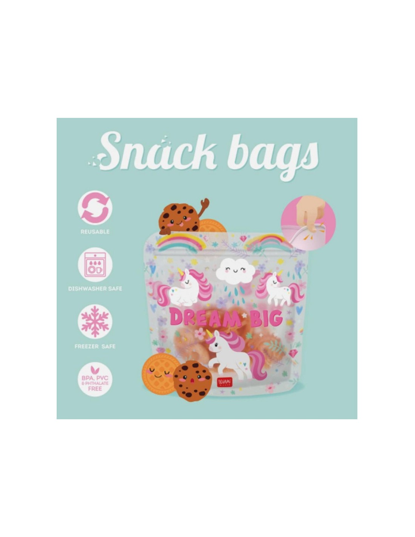 Set 3 Buste Riutilizz. Snack - Snack Bags Unicorn — immagine 2