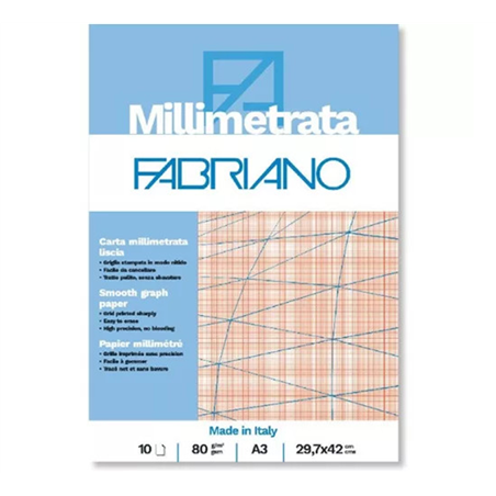 Blocco Millimetrato A3 80gr. Fogli 10