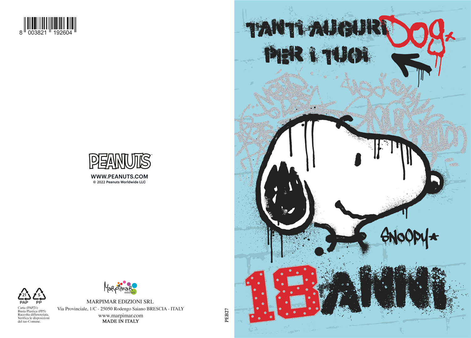 Biglietto Auguri Compleanno Anni Snoopy 18 Anni Auguri Maggiorenne