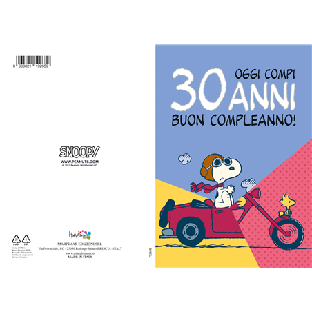 Biglietto Auguri Compleanno Anni Snoopy 30 Anni