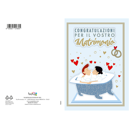 Biglietto Auguri Matrimonio 3d Glitter Vasca Da Bagno