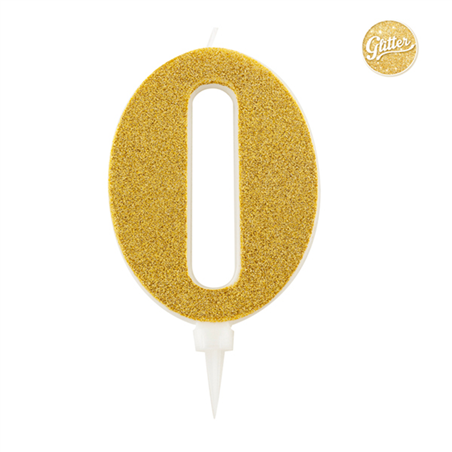Candelina  Numero Gigante Oro Glitter 15.5cm 0