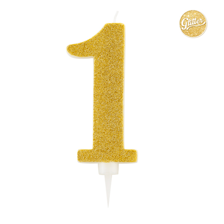 Candelina  Numero Gigante Oro Glitter 15.5cm 1