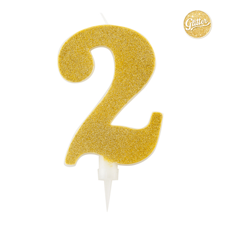 Candelina  Numero Gigante Oro Glitter 15.5cm 2