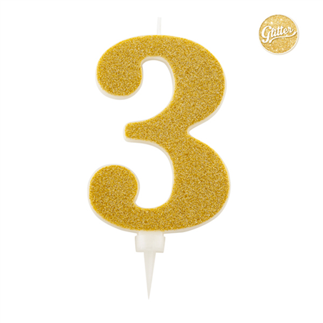 Candelina  Numero Gigante Oro Glitter 15.5cm 3