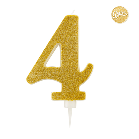Candelina  Numero Gigante Oro Glitter 15.5cm 4