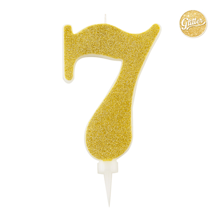 Candelina  Numero Gigante Oro Glitter 15.5cm 7
