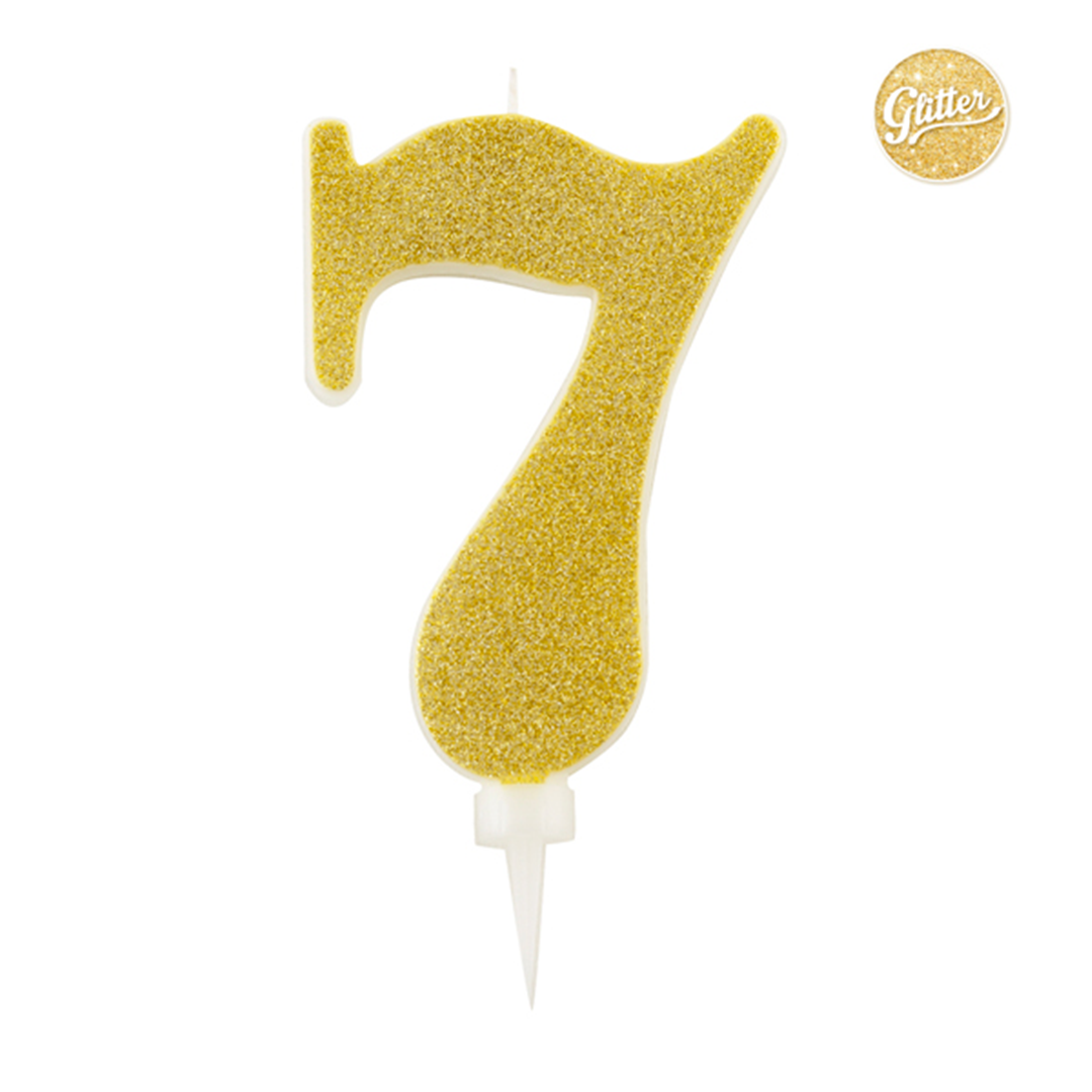 Candelina Numero Gigante Oro Glitter 15.5cm 7