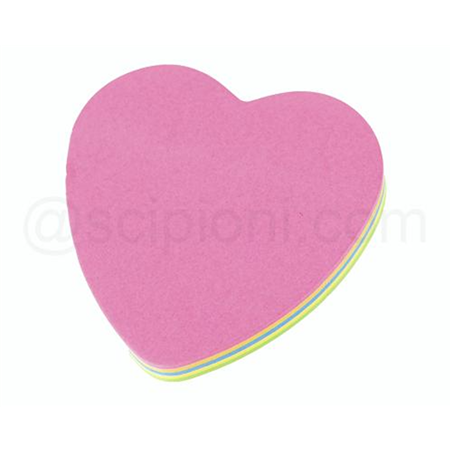 Foglietti Adesivi Cuore Pz.100 6,8x6,8 Fluo