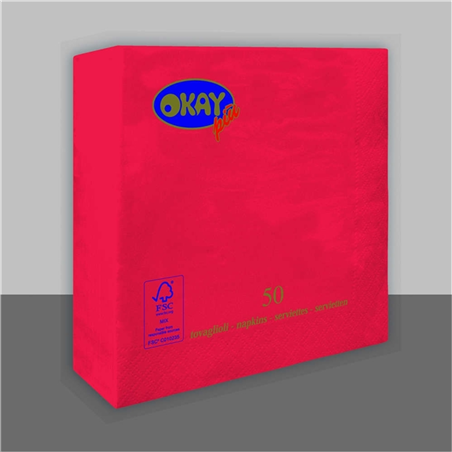 Tovagliolo Ovatta 2v 33x33cm 50pz  Rosso Baccara'
