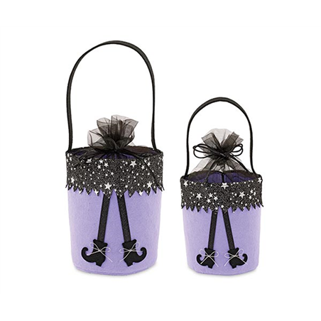 Cestino Porta Dolci Befana Tulle H20cm Nero Viola