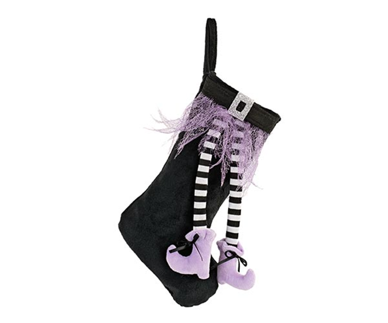 Calza Della Befana Gambe Tessuto 30cm Nero Viola