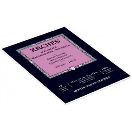 Blocco Collato Canson  Aquarelle 300 G/m2 26x36 Cm 12 Fogli Grana Satinata